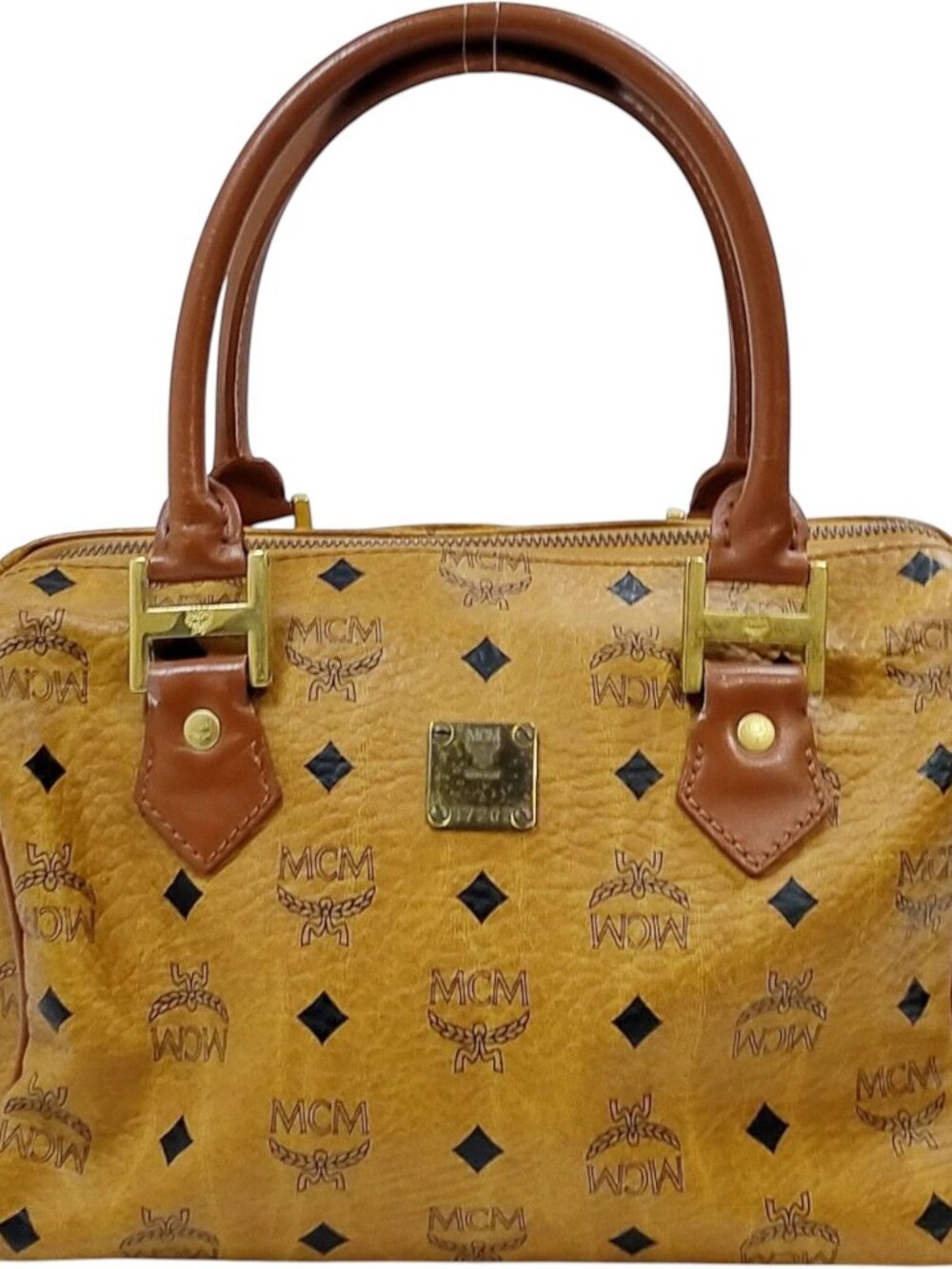 (L1) MCM Hand Bag Brown PVC